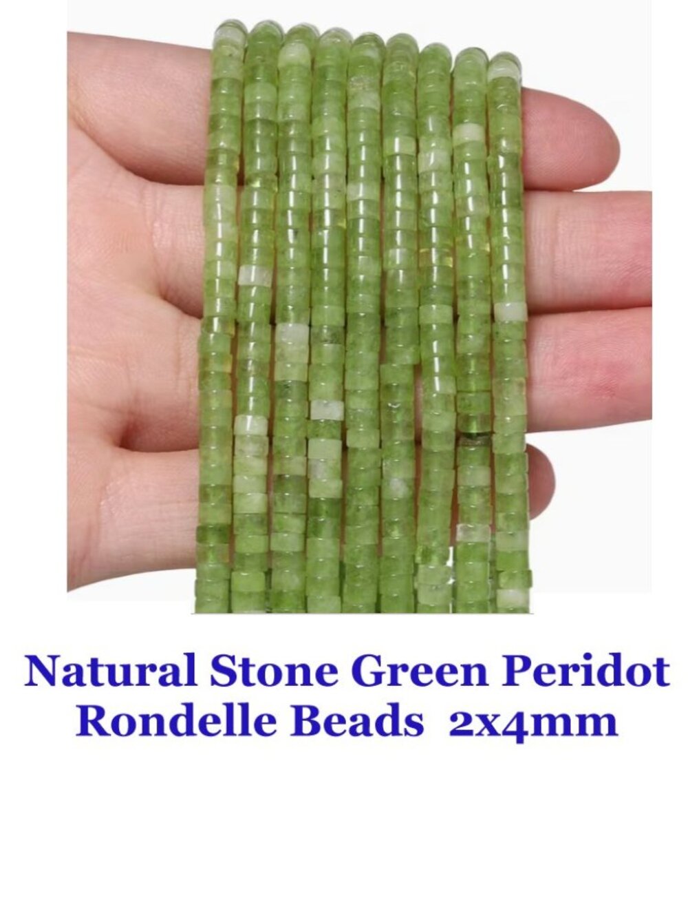 Natural Stone Green Peridot Rondelle Beads  2x4mm  140-150 Beads